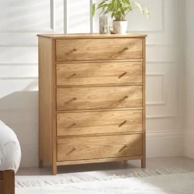 Coxmoor 5 Drawer Wide Chest Oak