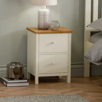 Coxmoor 2 Drawer Bedside Ivory and Oak