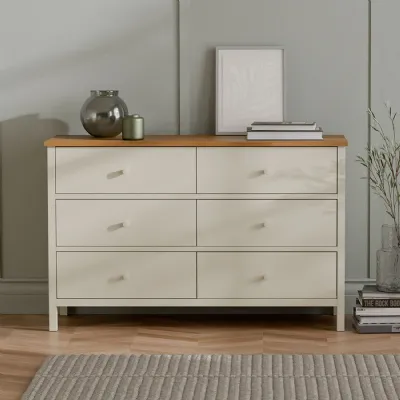 Coxmoor 6 Drawer Chest Ivory and Oak