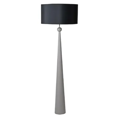 Grey Tapered Floor Lamp with Black Shade