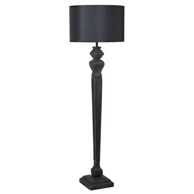 Black Slim Floor Lamp with Black Shade