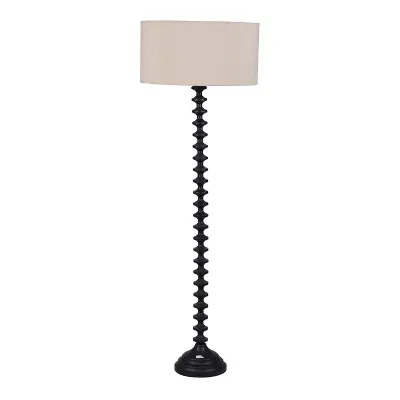 Modern Ridged Stand Floor Lamp With Beige Shade