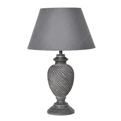 Traditional Carve Effect Distressed Black Lamp With Shade