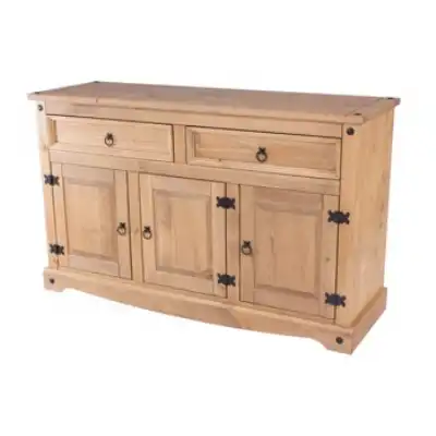 Golden Brown Waxed Pine 3 Door Sideboard