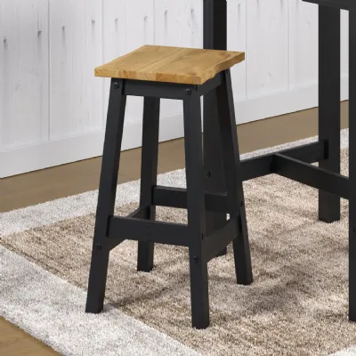 Black Pine Wax High Breakfast Stool Natural Seat