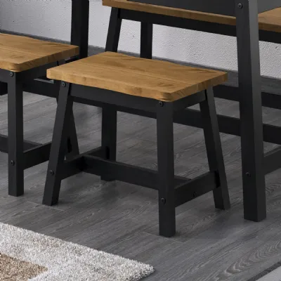 Black Pine Edge Small Dining Bench Wooden Seat