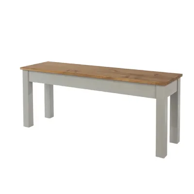 Grey Medium 135cm Dining Bench Antique Wax Oak Top