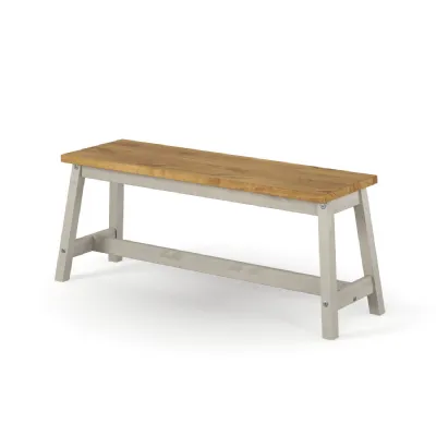 Grey Pine Large Dining Bench Live Edge Seat