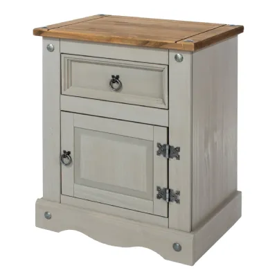 Corona Grey 1 Door, 1 Drawer Bedside Cabinet