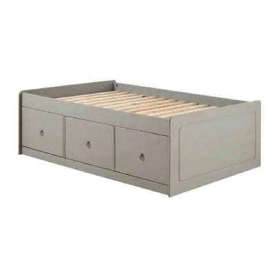 Modern 3 Drawer 3ft Single 100cm Antique Grey Wax Pine Cabin Kids Bed