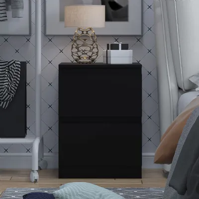 Carlton 2 Drawer Bedside Nightstand Matt Black