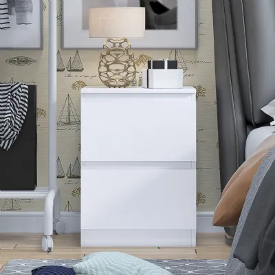 Carlton 2 Drawer Bedside Nightstand Matt White