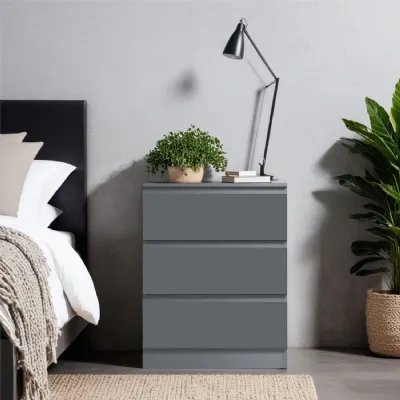 Carlton 3 Drawer Chest Of Drawers Matt Dark Grey