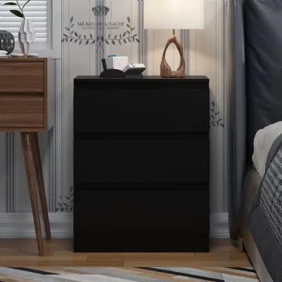 Carlton 3 Drawer Chest Of Drawers Matt Black