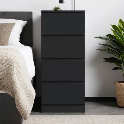 Carlton 4 Drawer Slim Tallboy Chest of Drawers Matt Black
