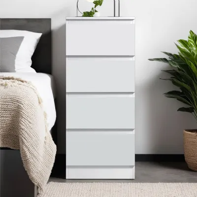 Carlton 4 Drawer Slim Tallboy Chest of Drawers Matt White