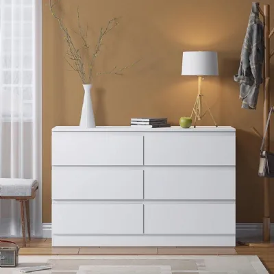 Carlton 6 Drawer Wide 3+3 Chest Of Drawers Matt White