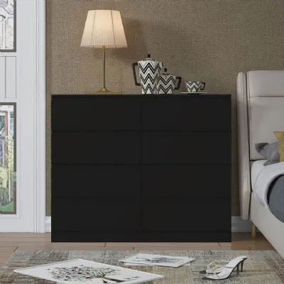 Carlton 8 Drawer Wide 4+4 Chest Of Drawers Matt Black