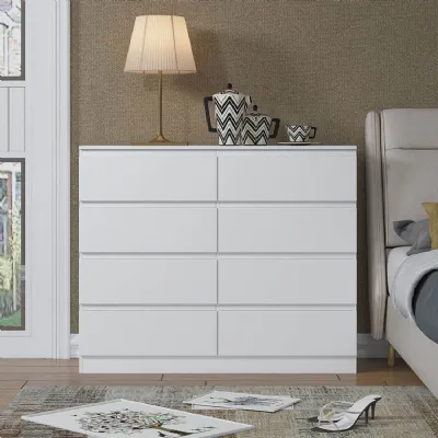 Carlton 8 Drawer Wide 4+4 Chest Of Drawers Matt White