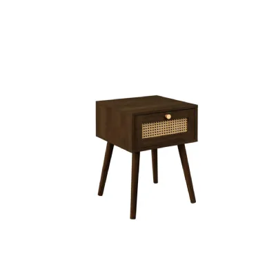 Croxley 1 Drawer Rattan Bedside Walnut
