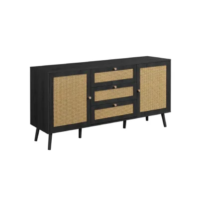 Croxley Rattan 2 Door 3 Drawer Sideboard Black