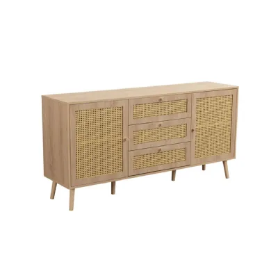 Croxley Rattan 2 Door 3 Drawer Sideboard Oak