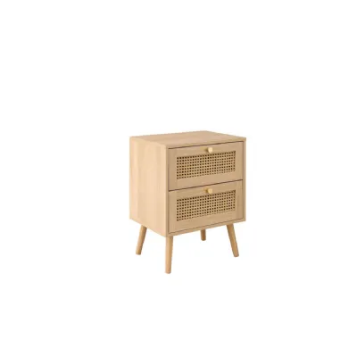 Croxley 2 Drawer Rattan Bedside Oak