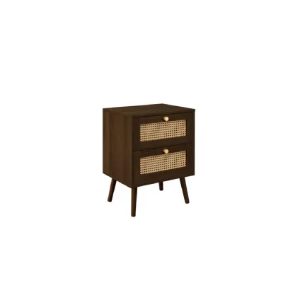 Croxley 2 Drawer Rattan Bedside Walnut