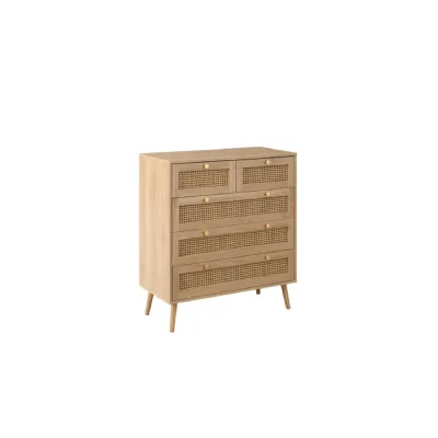 Croxley 5 Drawer Rattan Chest Oak