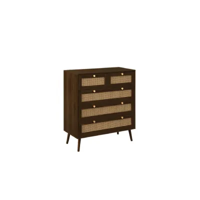 Croxley 5 Drawer Rattan Chest Walnut