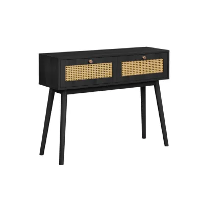 Croxley Rattan Console Table Black