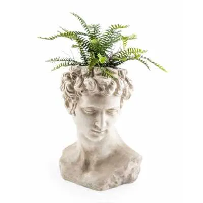 Modern Style Rustic Stone Effect David Bust Flower Pot Planter 42 x 32cm