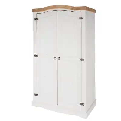 Corona 2 Door Wardrobe White Washed and Antique Pine
