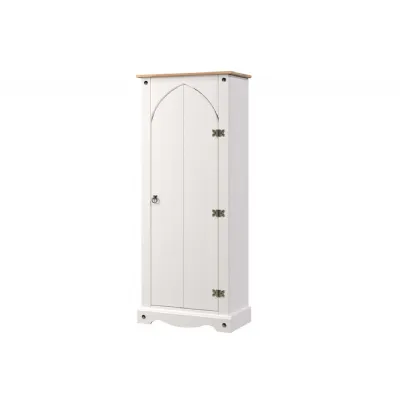 White Vestry Cupboard Antique Wax Oak Top