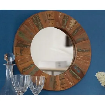 Reclaimed Wood Large Round Wall Mirror