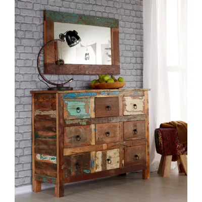 Reclaimed Wood Large Chest of 9 Drawers