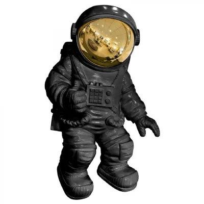 Black Astronaut Thumbs Up Wall Mounted Figurine Gold Visor