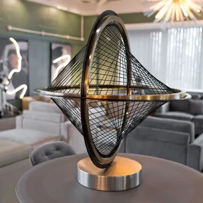Black Orb Sculpture Rose Gold Finish and Steel Base