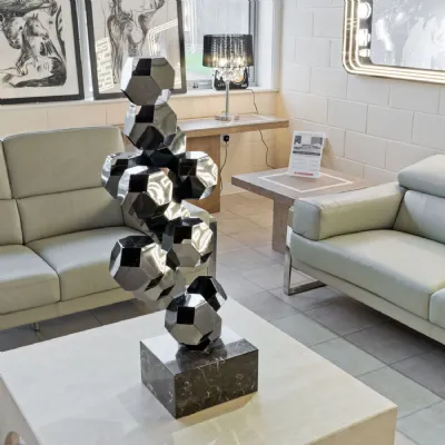 Titanium Dodecahedron Tower Sculpture Marble Base