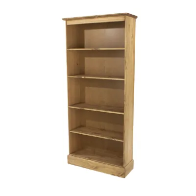 Antique Wax Oak Tall 4 Shelf Open Bookcase