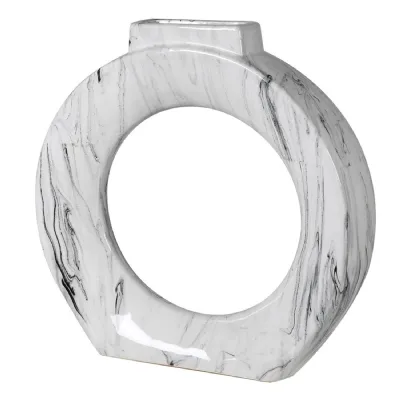 Large Marble Effect Ceramic Ring Vase