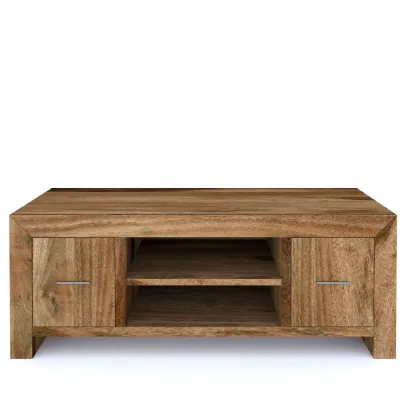 Modern Natural Mango Wood 2 Door Medium TV Unit