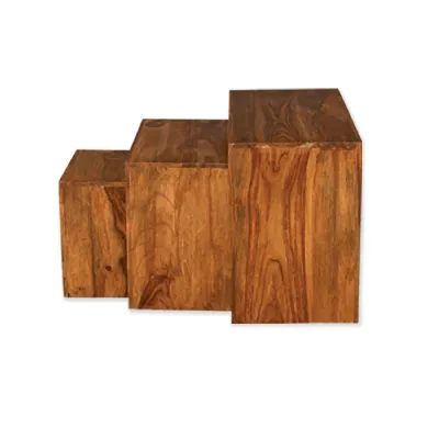 Modern Sheesham Wood Brown Nest of Tables