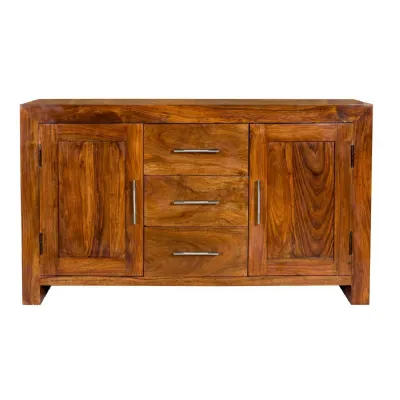 Modern Solid Sheesham Wood Large 2 Door Sideboard