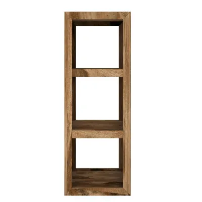 Modern Natural Mango Wood 3 Cube Bookcase