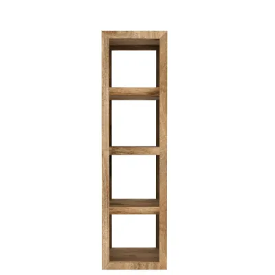 Modern Natural Mango Wood 4 Shelf Vertical Display Unit