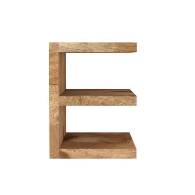 Modern Natural Mango Wood E Shelving Unit