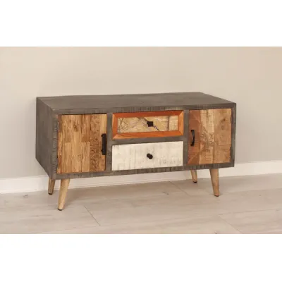 Natural Distressed Mixed Wooden 2 Door 2 Drawer Sideboard