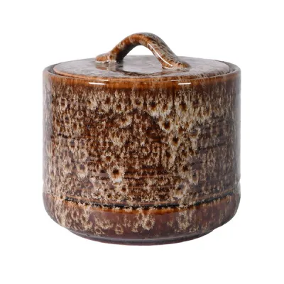 Mottled Brown Lidded Pot