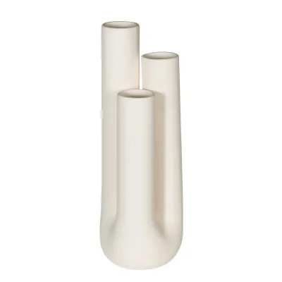 Cream Triple Stem Vase